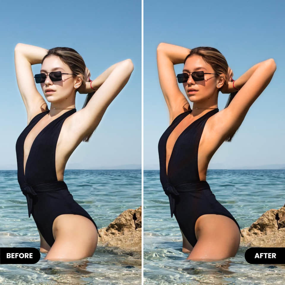 Reshape body easily in photo editor BeautyPlus before vs after