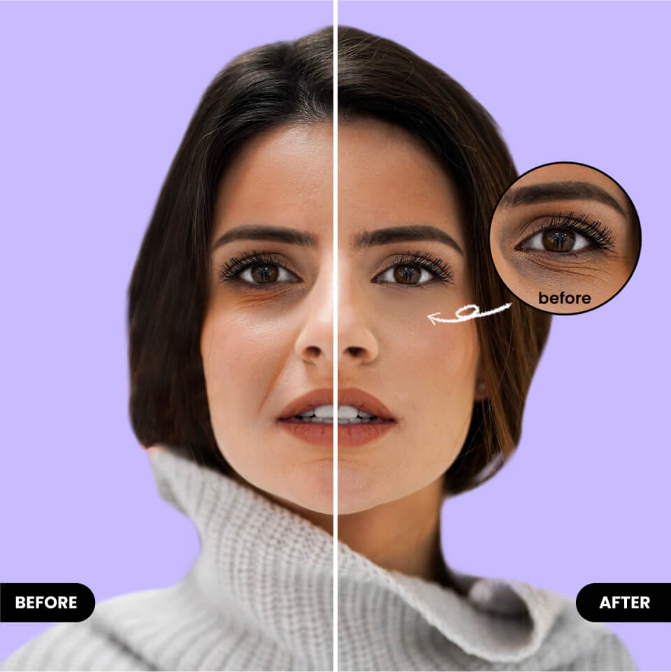 Retouch face in photo editor BeautyPlus before vs after