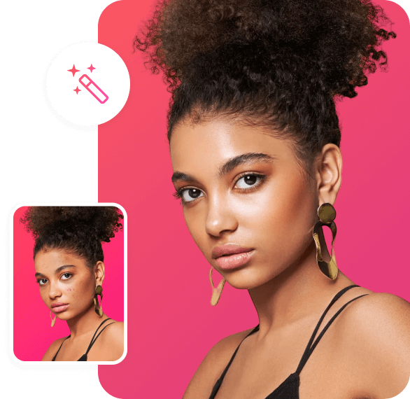 Retouch face in photo editor BeautyPlus before vs after