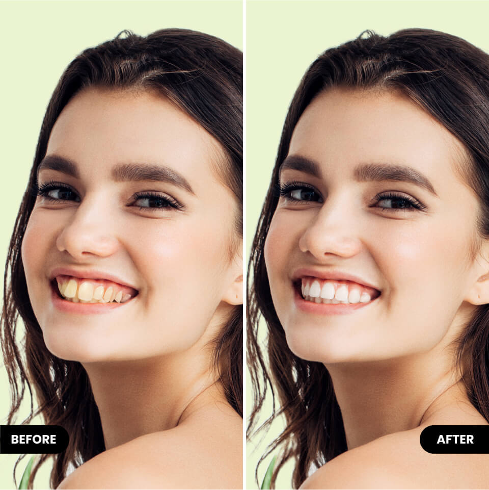 Retouch face in photo editor BeautyPlus before vs after