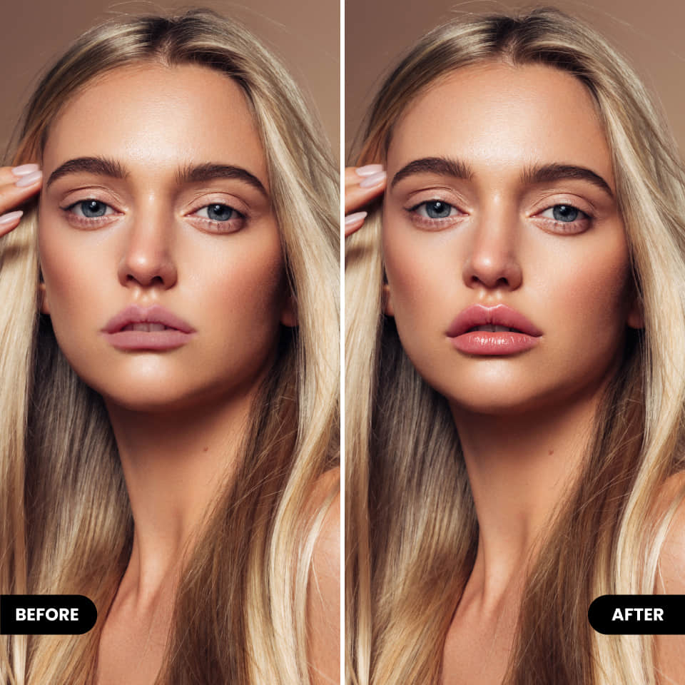 Retouch face in photo editor BeautyPlus before vs after
