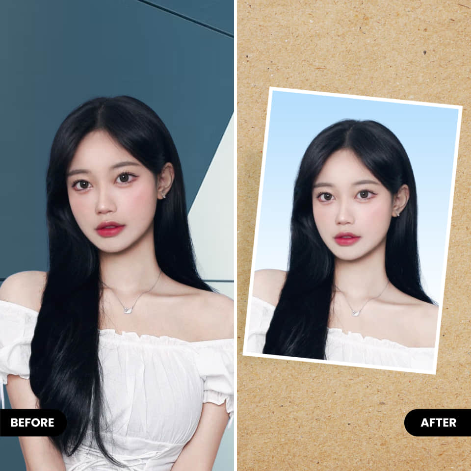 Remove background from photos in BeautyPlus editor before vs after